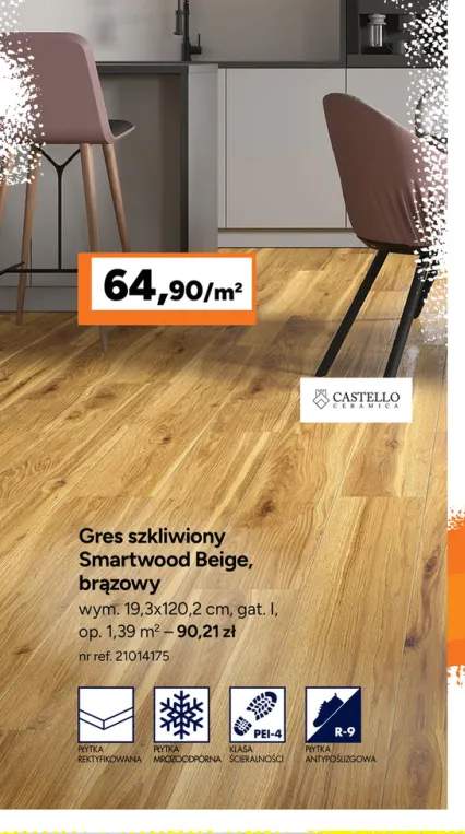 Gres szkliwiony Castello Ceramica Smartwood Beige brązowy
