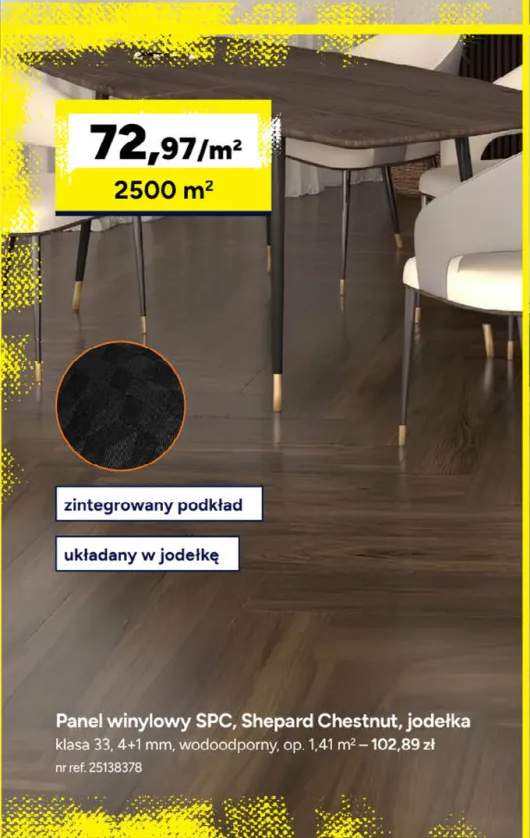 Panele winylowe SPC Shepard Chestnut jodełka klasa 33 4+1 mm