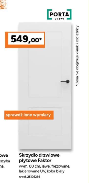 Skrzydło drzwiowe płytowe Porta Faktor